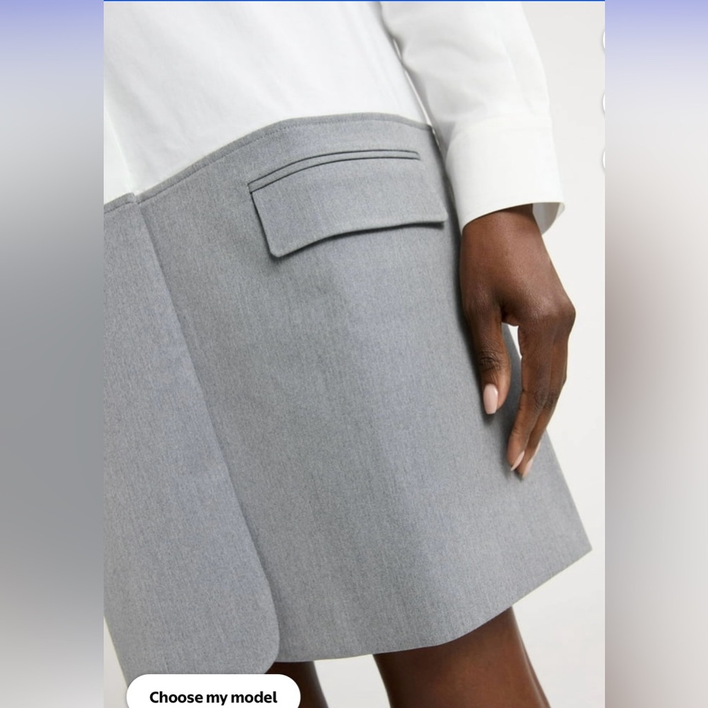 NWT Scoop Shirt Dress Mix Media Poplin Suiting Mini Oversized Long Sleeve Sz XS - Picture 5 of 16